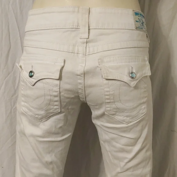 True Religion white boot cut jeans with blue crystals - Picture 6 of 10